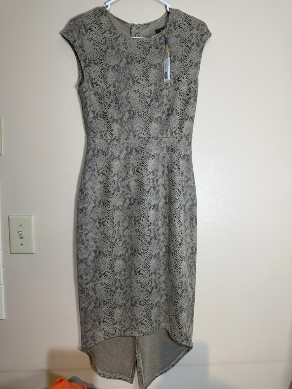 Level 99 Taupe Snake-Print High-Low Dress
